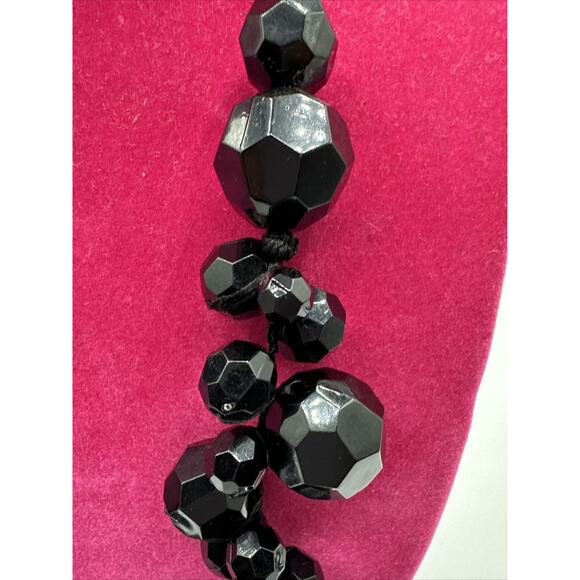 Beaded Crystal Necklace Black Ribbons OS Vintage whimsy goth victorian J 01-09 - Picture 4 of 7